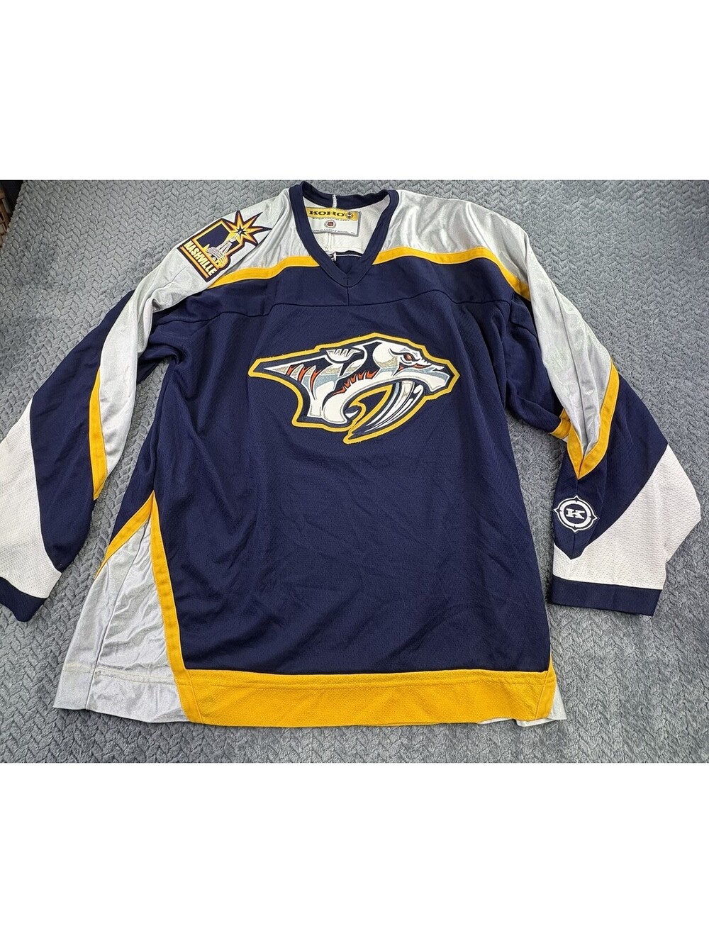 Vintage 90's Nashville Predators KOHO Hockey Jersey  Blue & Silver Mens Size 2XL